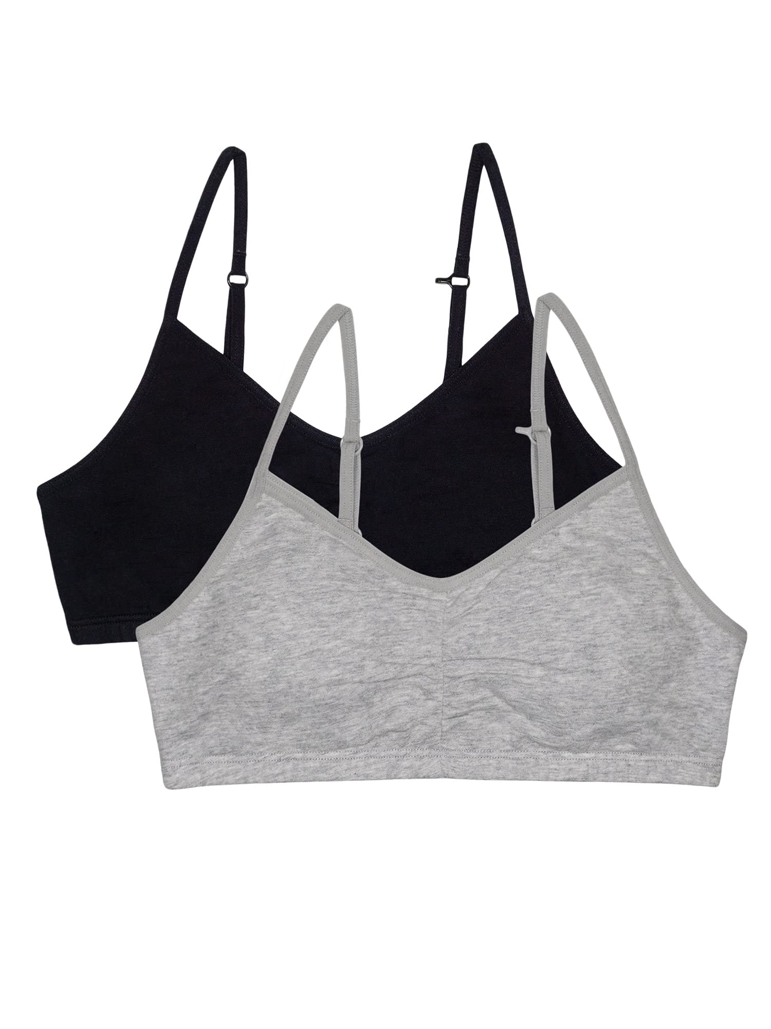 Fruit of the Loom Girls' Comfort Bras with Removable Padding - 2 Pack Soft Cotton Training Bras for Teens - Perfect for School, Sports & Everyday Wear