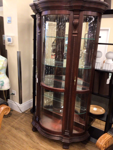 Philip Reinisch Co. Glass Wood Display Cabinet - Elegant Curio Cabinet for Collectibles & Home Decor - Perfect for Living Room, Dining Room, or Office Display