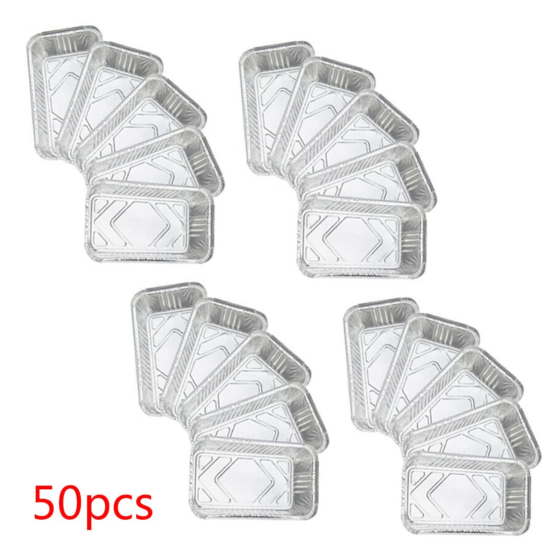 50Pcs 850ml Aluminum Foil Grease Drip Pans Trays for BBQ Grills - Disposable Grill Drip Catcher for Smokers, Roasting, Baking & Outdoor Cooking - Heavy Duty & Leak Proof
