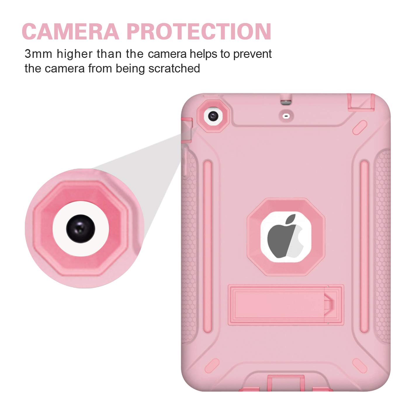 MAKEIT CASE Heavy Duty Shockproof Hybrid Protective Case for iPad Mini 1/2/3 - Rugged Silicone & PC Hard Cover with Kickstand | Perfect for Outdoor Adventures, Travel & Daily Protection