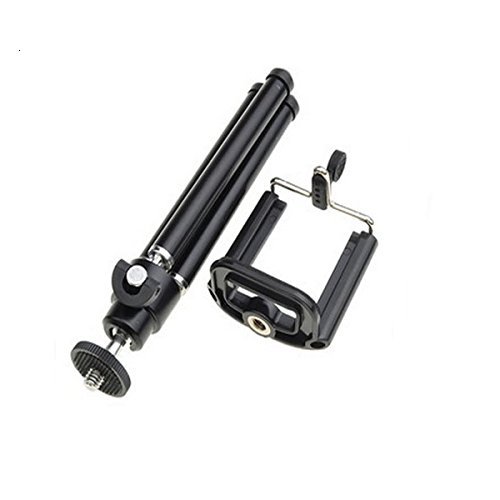 K-S-Trade Aluminum Smartphone Tripod Stand - Universal Phone Holder Compatible with Doogee N50 Pro & Most Smartphones (Black) | Perfect for Vlogging, Live Streaming, Video Calls & Photography