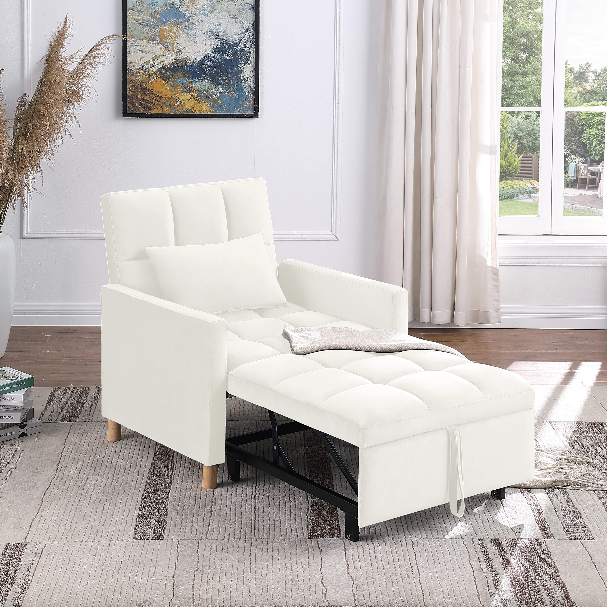 Merax 3-in-1 Convertible Sleeper Sofa Chair Bed - Adjustable Pullout Single Sleeper Sofa for Small Spaces | Multi-Functional Furniture for Living Room, Apartment, Office & Guest Room | Perfect for Studio, Dorm & Home Decor