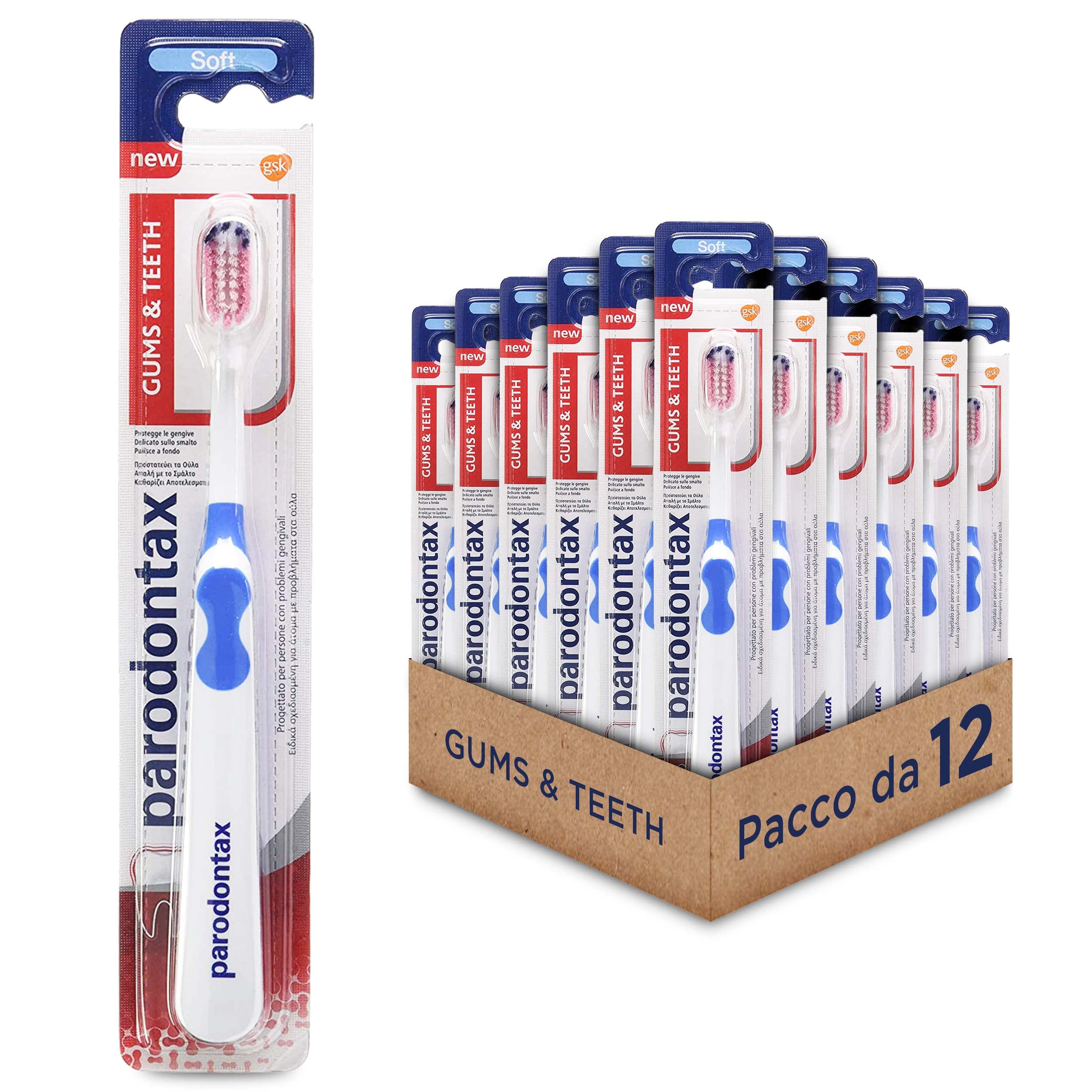Parodontax Soft Toothbrush for Gums & Teeth Protection - Pack of 12 | Gentle Bristles for Sensitive Teeth & Gum Care | Ideal for Daily Oral Hygiene at Home or Travel