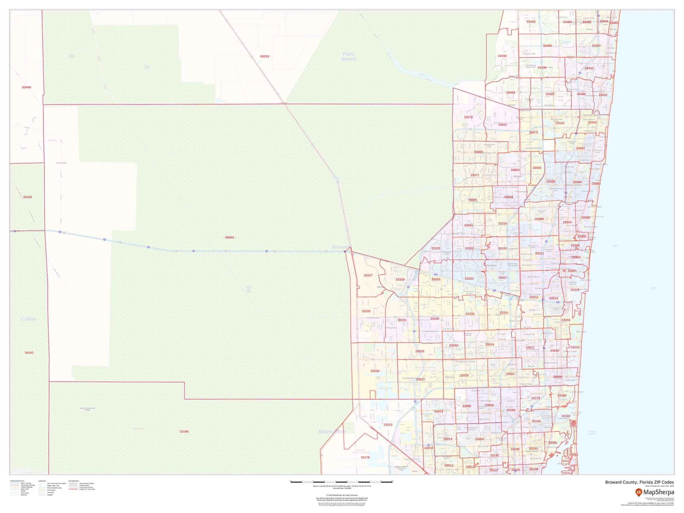 Broward County Florida Zip Code Map - 48