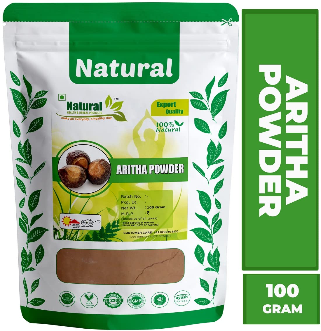 100% Pure Reetha Powder for Hair Growth, Scalp Treatment & Conditioning | Natural Herbal Hair Pack, Cleanser & Conditioner - 200g (100g x 2 Pack) | Promotes Healthy Hair for Daily Care, Spa Treatments & Ayurvedic Hair Routines