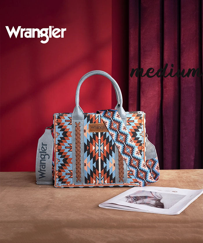 Wrangler Aztec Print Whipstitch Canvas Tote Bag Set - Stylish & Durable Handbag for Women, Perfect for Shopping, Beach & Everyday Use