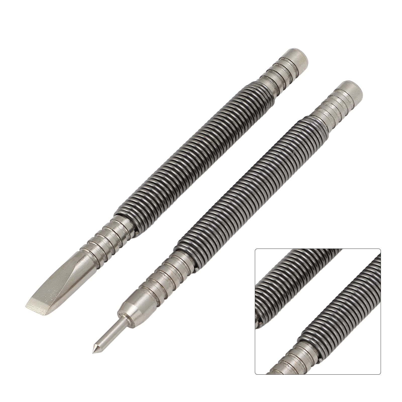 Dekaim Automatic Texture Tool Set - 2-Piece Double-Sided Feather Nail Punching Kit, Carbon Steel Punching Tool for DIY Metal, Wood, Stone & Glass - Perfect for Jewelry Making, Leather Crafting & Home Decor Projects