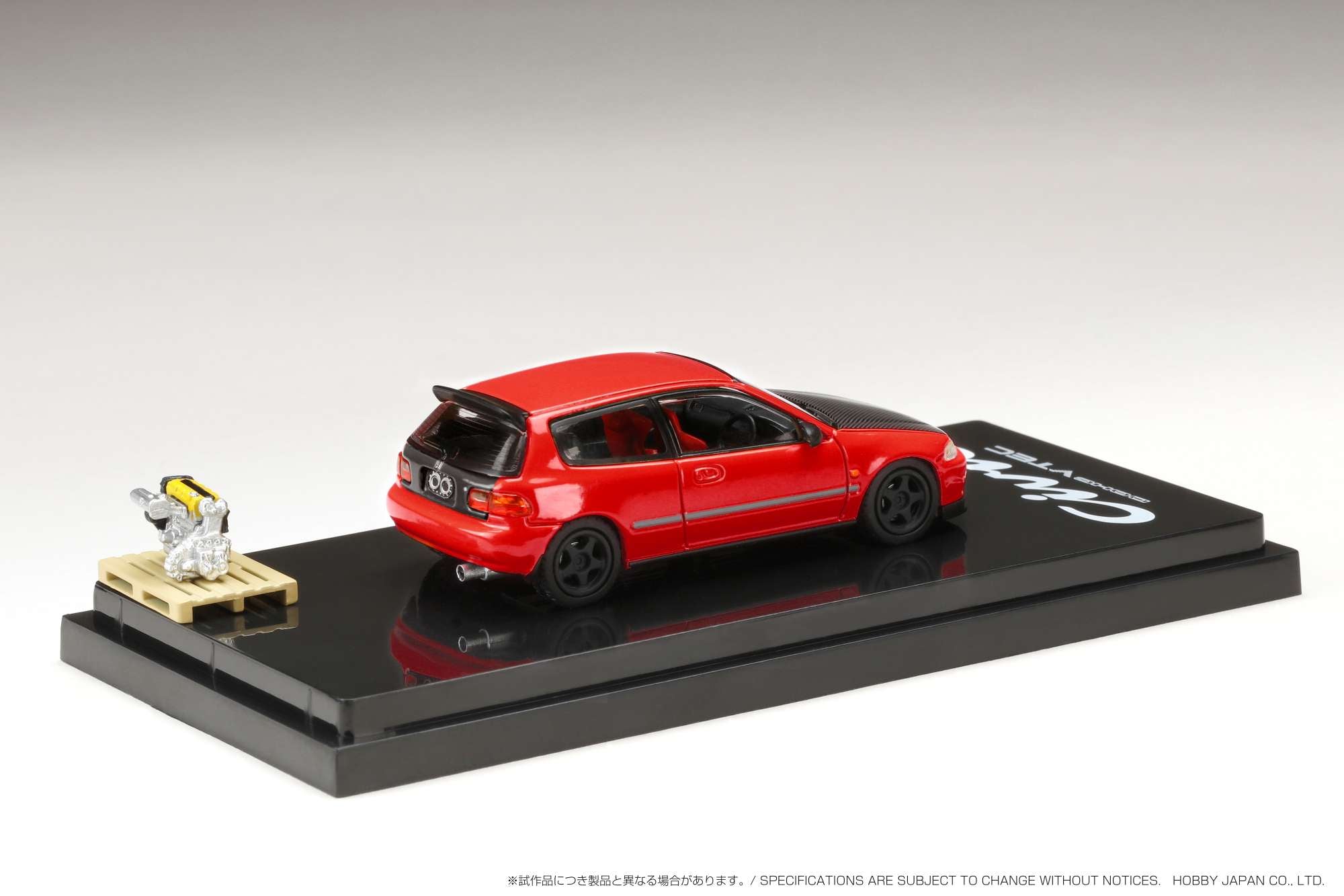 1:64 Honda Civic EG6 Customized Red Model Car with Engine Display - Perfect for Collectors, Diecast Enthusiasts & Japanese Car Fans