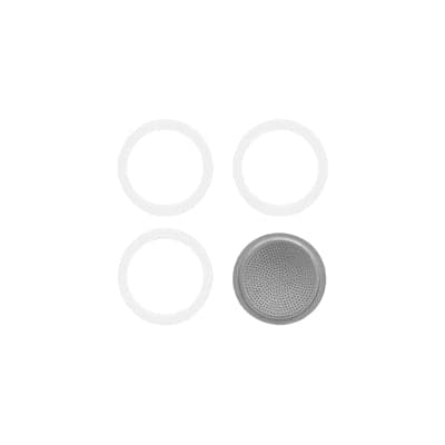 Bialetti Moka Express Replacement Pack - 12 Cup Coffee Maker Gasket & Filter Set (3 Gaskets + 1 Filter) - Compatible with Stovetop Espresso Makers - Perfect for Home Brewing Italian Coffee