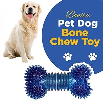 **Indestructible Dog Chew Toy for Aggressive Chewers - Durable Interactive Bone for Boredom Relief, Anxiety & Stress Relief, Promotes Dental Health & Clean Teeth - Blue Bone - Perfect for Training, Teething & Playtime**