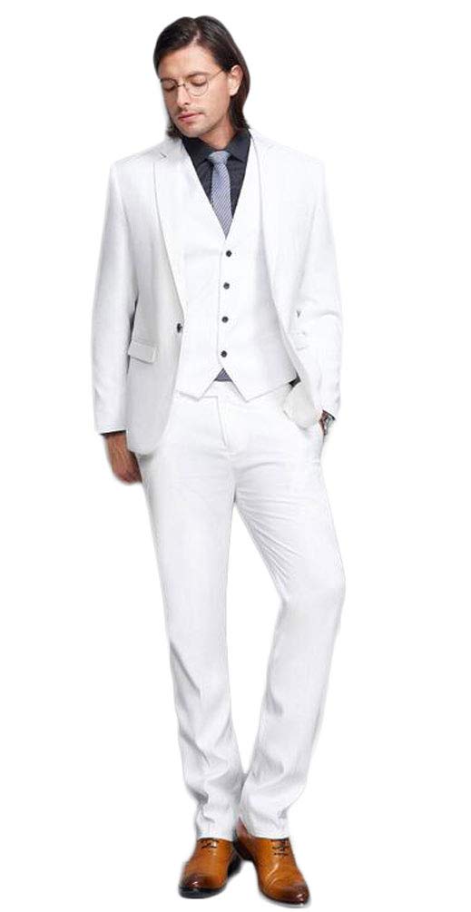 Men's Peak Lapel 3 Piece Business Suit | Single Button Groom Wedding Tuxedo | Formal Office Attire & Special Occasion Wear
