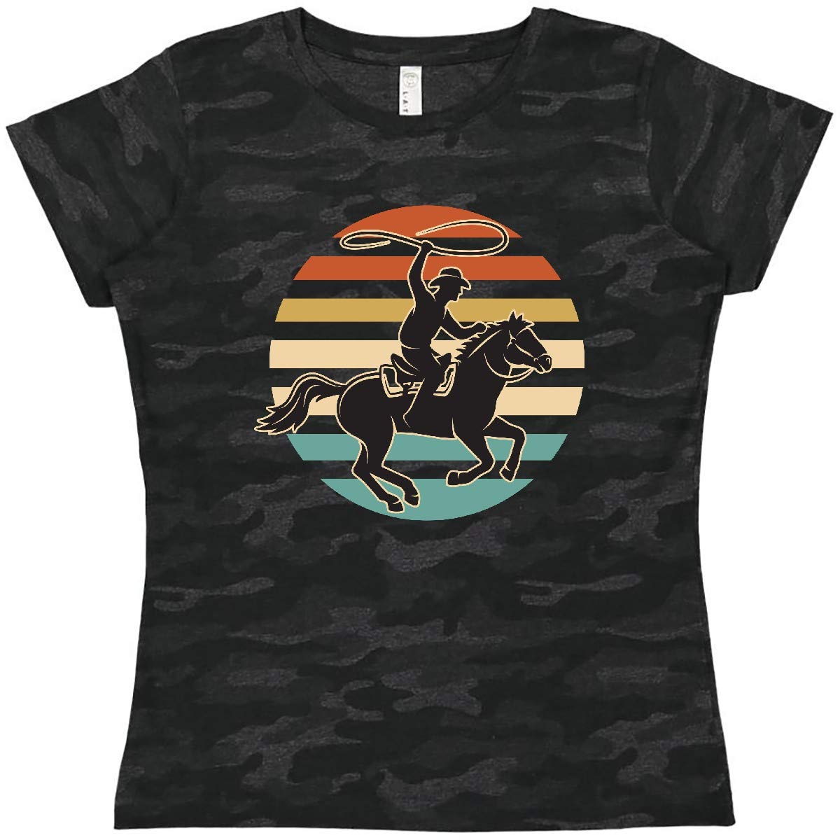 Inktastic Rodeo Team Roping Cowboy Graphic Women's T-Shirt - Comfortable Cotton Tee for Western Rodeo Fans, Cowgirl Fashion & Casual Wear