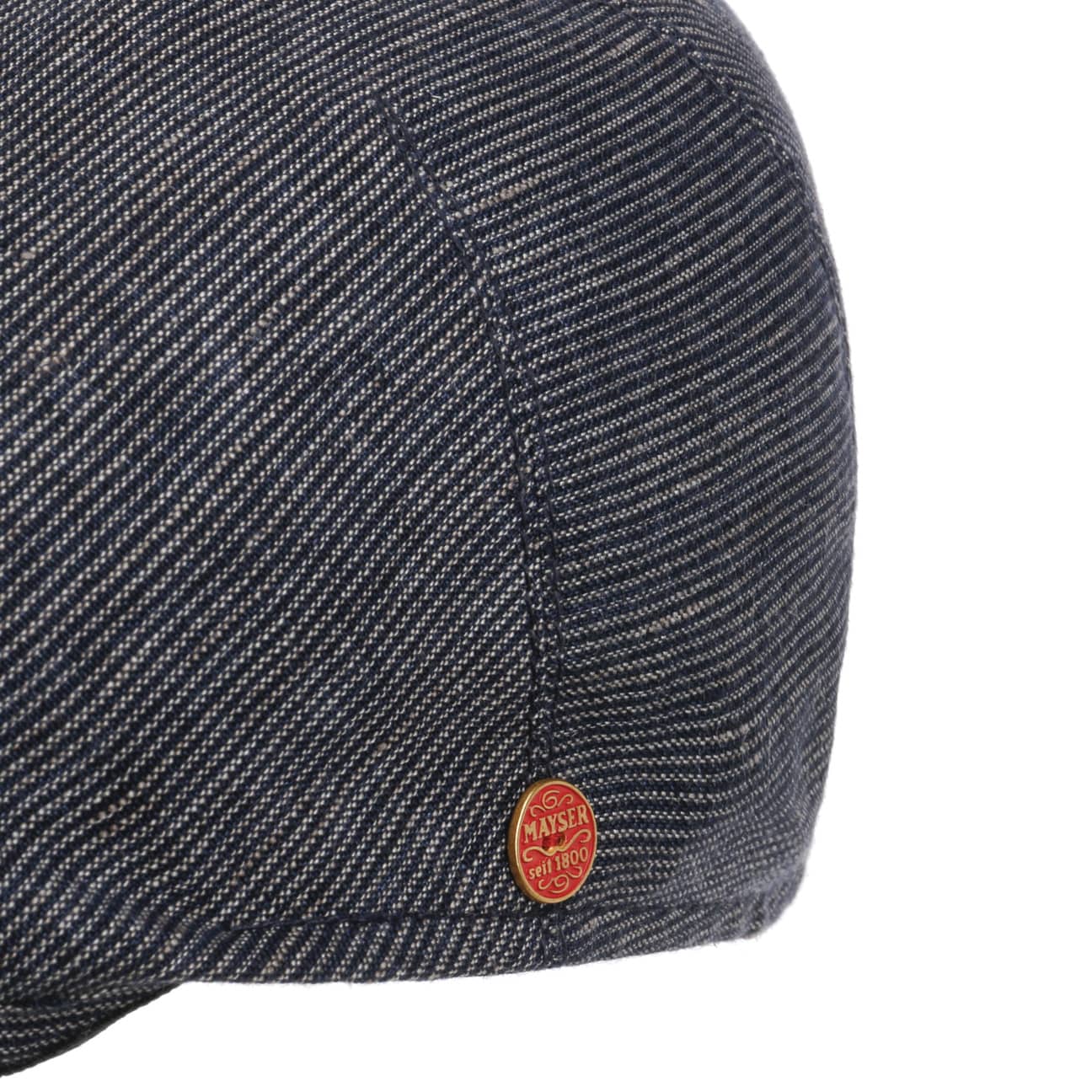 Mayser Sidney Linen Stripes Flat Cap - Classic Men's Summer Hat for Outdoor Activities, Travel & Casual Wear