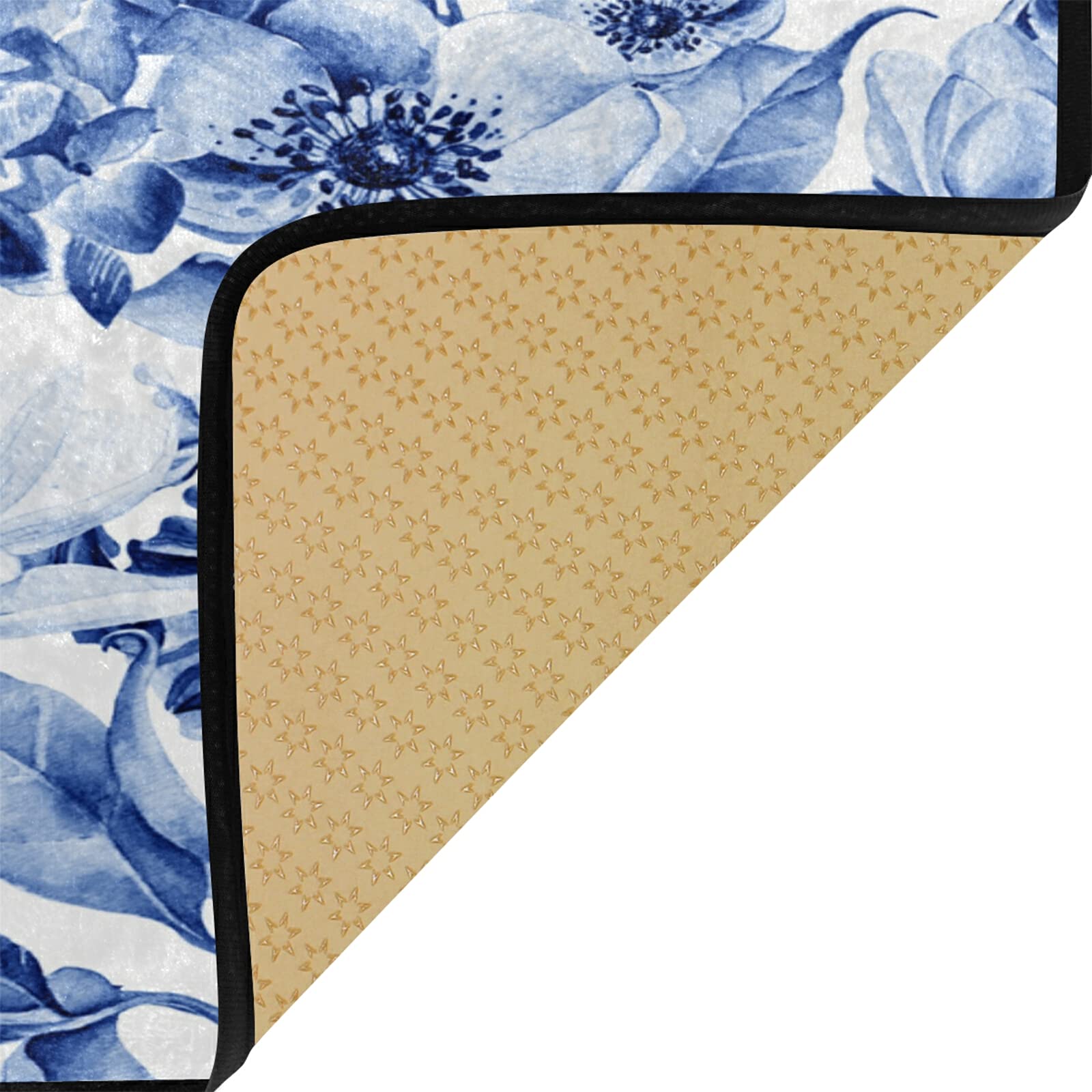 Non-Slip Washable Kitchen Rugs - Absorbent Cushioned Floor Mats for Sink Area in Blue & White Chinese Floral Design (39x20 Inch) | Perfect for Farmhouse, Bathroom & Kitchen Runner - Home Decor & Safety Solution