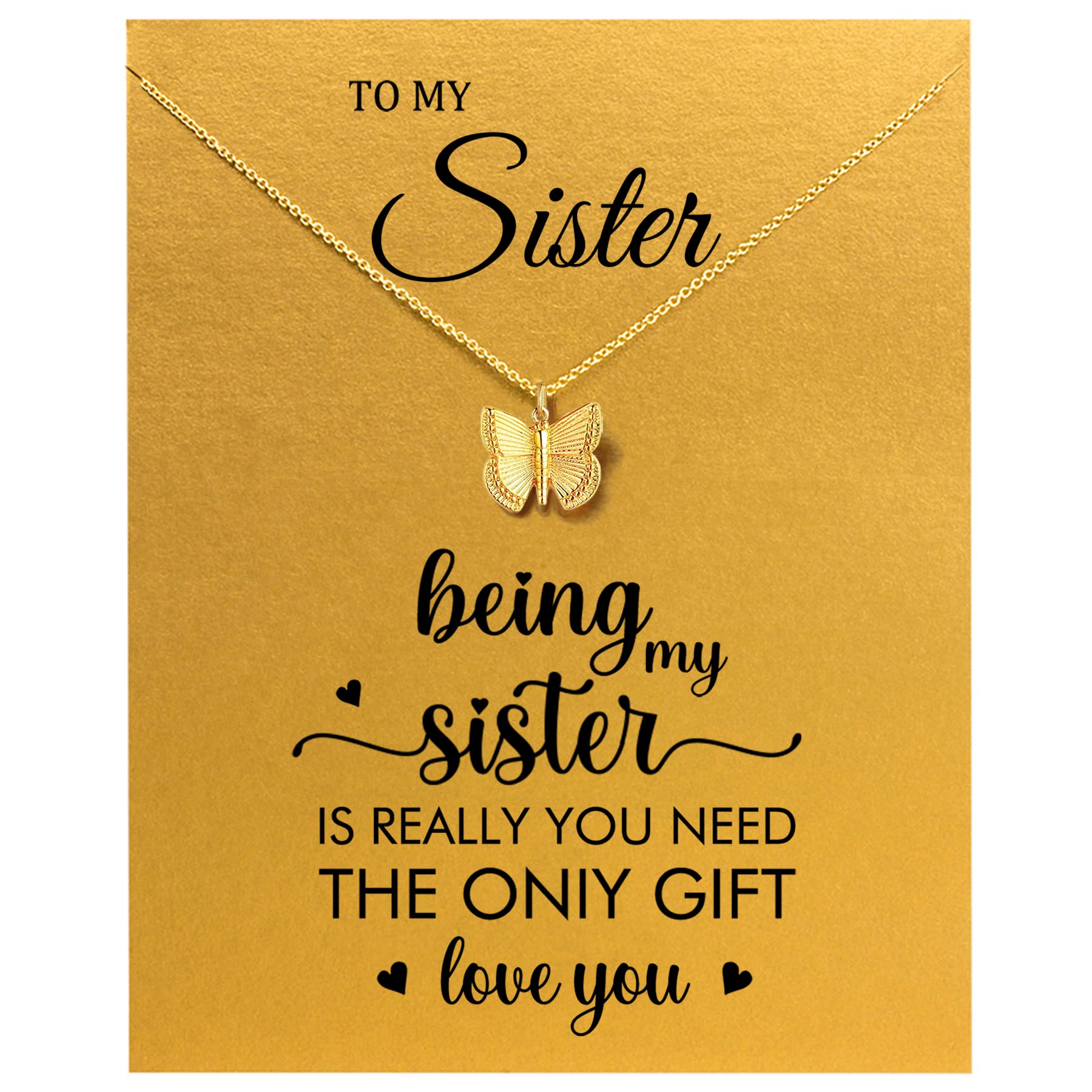 Best Sister Necklace for Women - Unique Sister Gift Set with Wish Card | Perfect for Christmas, Birthday, Graduation | Matching Best Friend Jewelry for Special Occasions