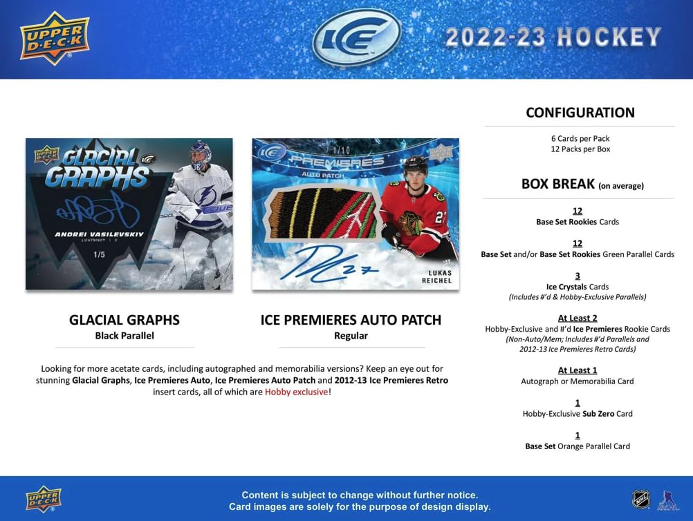 2022-2023 NHL Hockey Trading Cards Hobby Box - 12 Packs (6 Cards Each) | Collectible Sports Memorabilia for Hockey Fans & Card Collectors - Perfect for Gifts, Trading, and Display