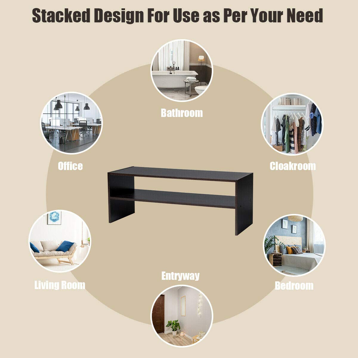 Giantex 6-Tier Stackable Shoe Rack Organizer - 3-in-1 Vertical Shoe Storage Shelf Holds 18 Pairs - 31 Inch Wide Wooden Entryway Shoe Cabinet for Closet, Living Room, Office (Walnut Finish) - Perfect for Small Spaces & Home Organization