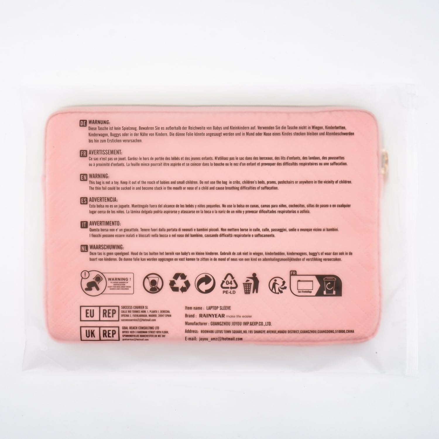 RAINYEAR 16 Inch Laptop Case for 2023 MacBook Pro A2991/A2780 & 15.4 Inch MacBook Pro A1990 - Padded Protective Sleeve with Accessories Pouch - Compatible with HP 15 Laptop - Pink - Perfect for Work, School & Travel