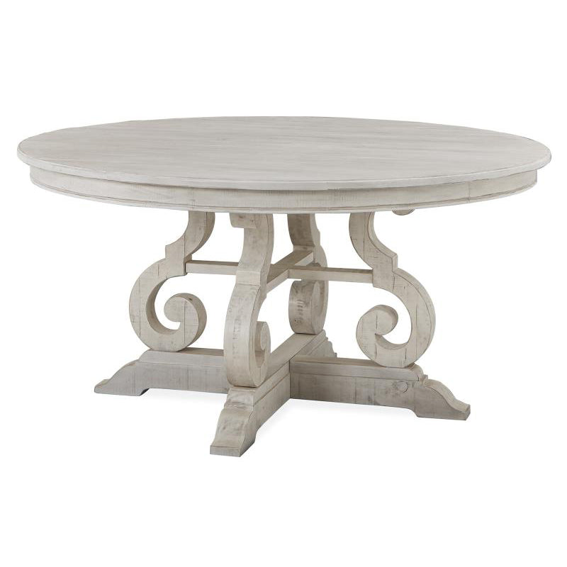 Bronwyn White Wash Rustic Solid Wood Round Dining Table - Farmhouse Style Kitchen & Dining Room Furniture for Home Decor