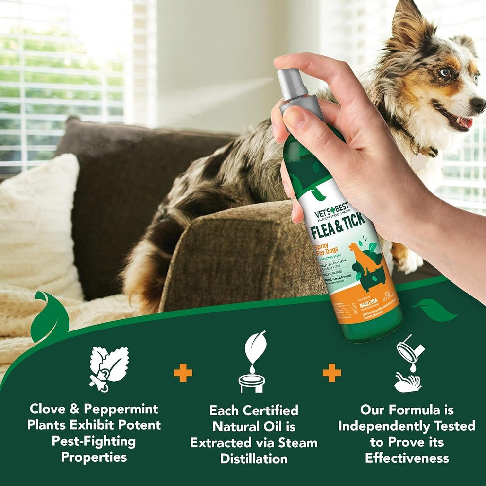 Natural Flea & Tick Spray for Dogs & Cats | Safe & Effective Pest Control | Indoor & Outdoor Use for Pets
