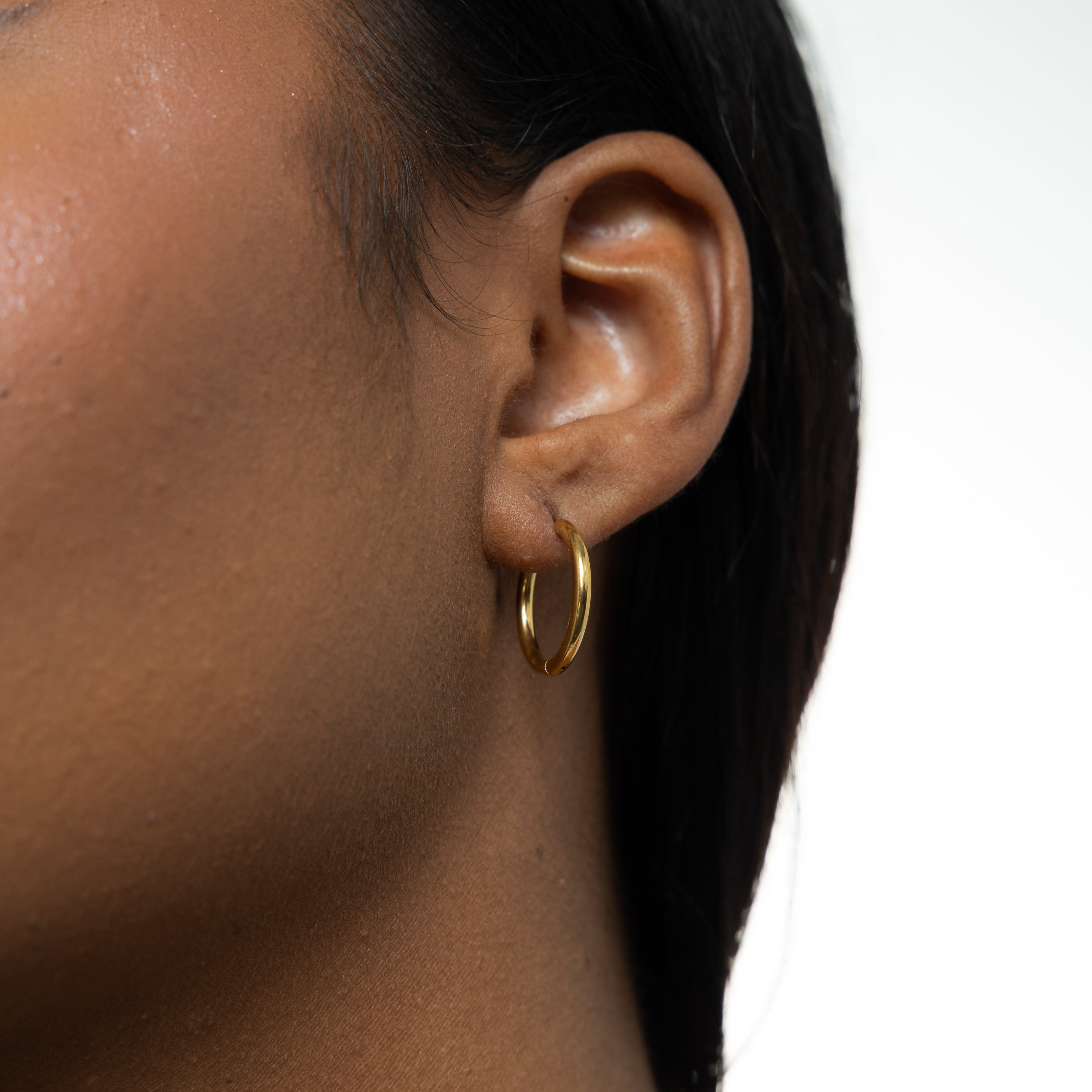 14mm Small Essential Hoops - Minimalist Gold & Silver Hoop Earrings for Women | Everyday Wear, Casual & Office Style