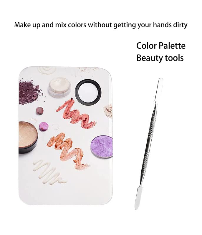 FAMEZA 2-Piece Stainless Steel Makeup Palette Set - Professional Artist Mixing Palette for Foundation, Eyeshadow, Blush & Lip Gloss - Perfect for Makeup Artists, Nail Art & Beauty Enthusiasts - Ideal for Salon, Home & Travel Use