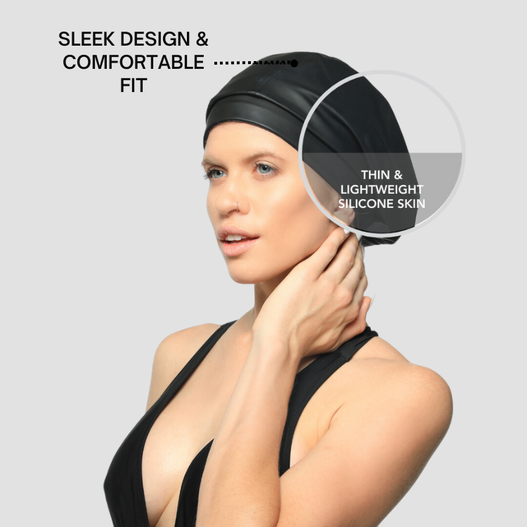 Waterproof Adjustable Swim Cap with Satin Lining - Hairbrella for Women & Men - Protect Hair from Chlorine & Saltwater - Perfect for Swimming, Surfing & Water Aerobics