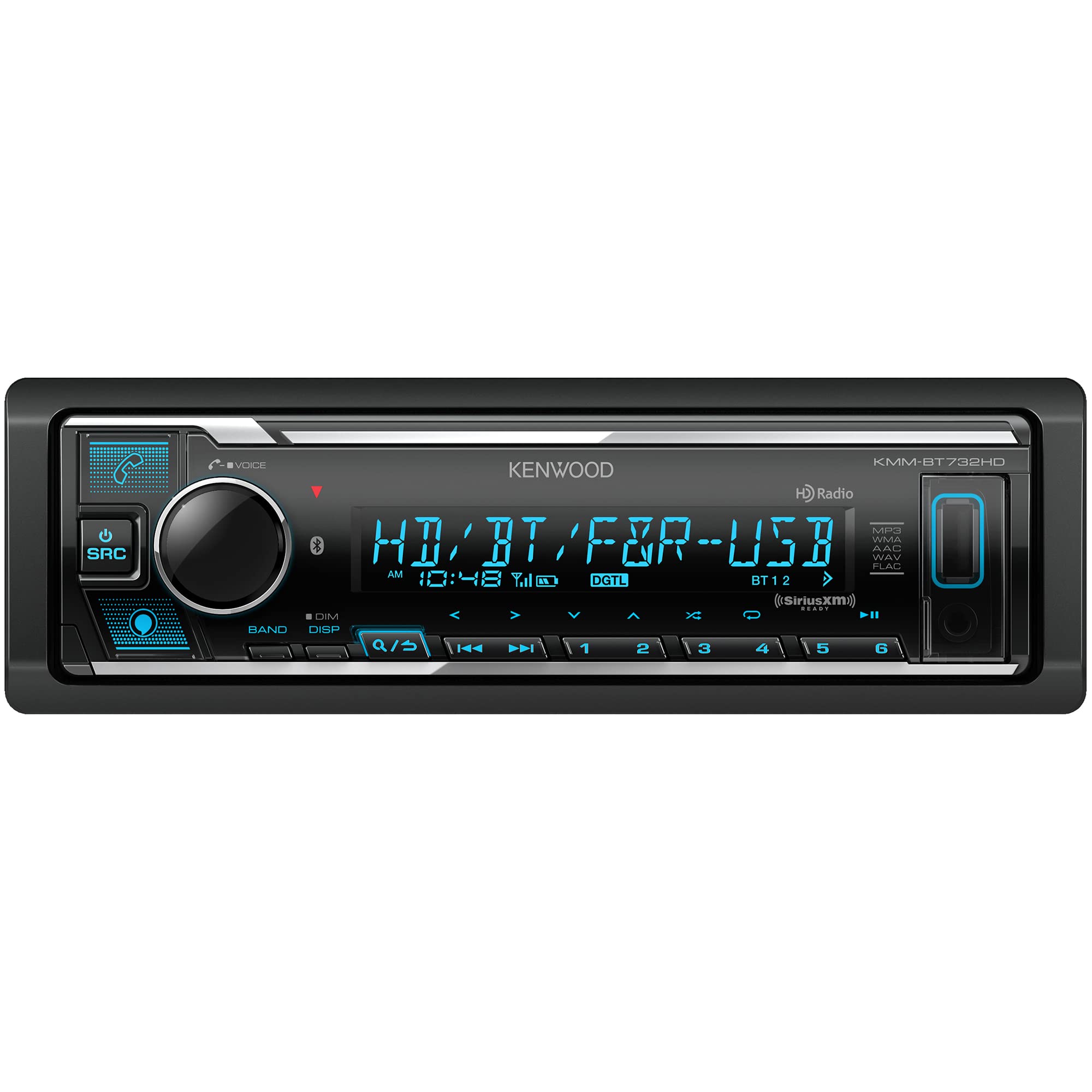 KENWOOD KMM-BT732HD Bluetooth Car Stereo with USB Port | AM/FM HD Radio | MP3 Player | Multi-Color LCD Display | Detachable Faceplate | Built-in Amazon Alexa | SiriusXM Tuner Compatible | Perfect for Road Trips & Daily Commuting