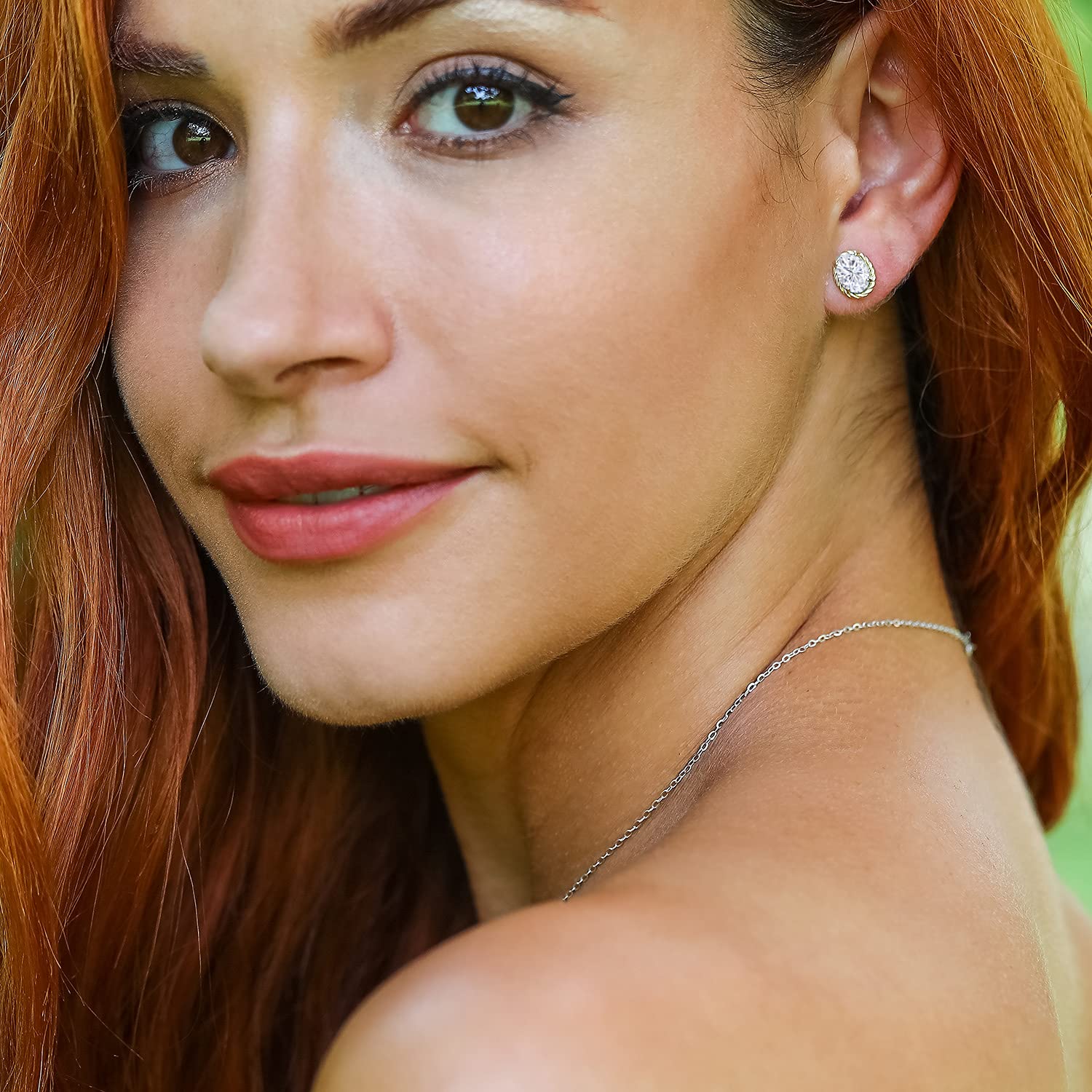14K Gold Oval Birthstone Earrings for Women & Men | Gemstone Jewelry Gift