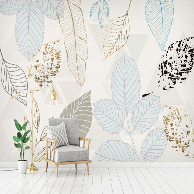 Watercolor Leaf Wallpaper - Botanical Peel and Stick Wallpaper for Home Decor, Living Room, Bedroom & Nursery | Self-Adhesive Removable Wall Mural