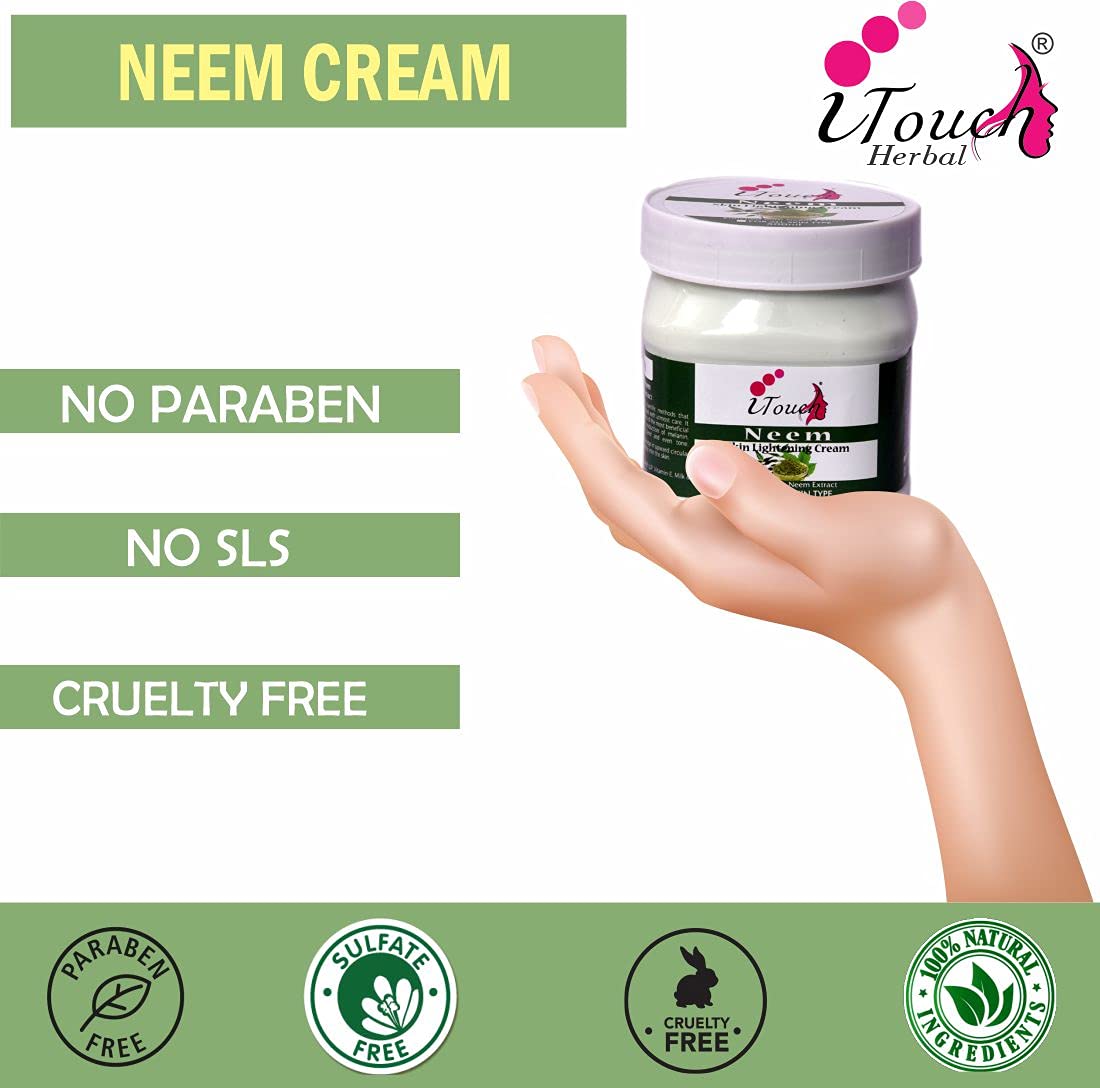 Organic Neem Cream for Face & Body - Moisturizing, Brightening & Whitening Cream | Natural Skin Softener & Nourisher | 500ml | Perfect for Daily Skincare, Massage & Dry Skin Relief