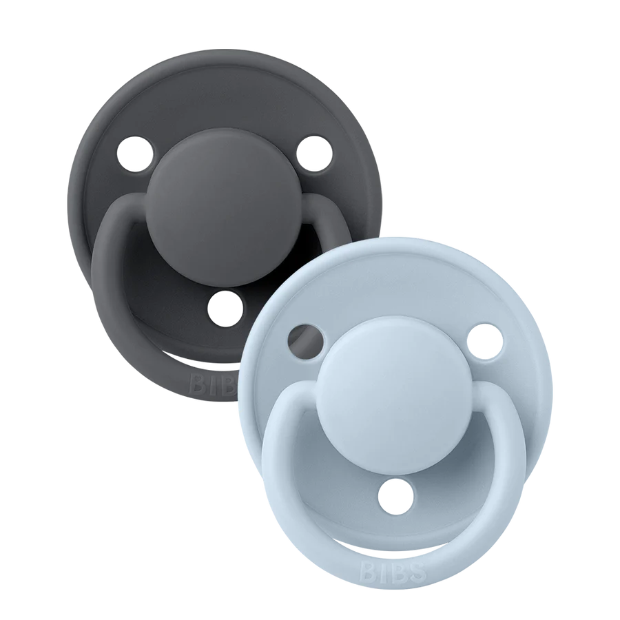 BIBS Round De Lux Silicone Pacifiers 2-Pack for Babies 0-3 Years | Soft Orthodontic Soothers for Newborns & Toddlers | Perfect for Daycare, Travel & Sleep Comfort
