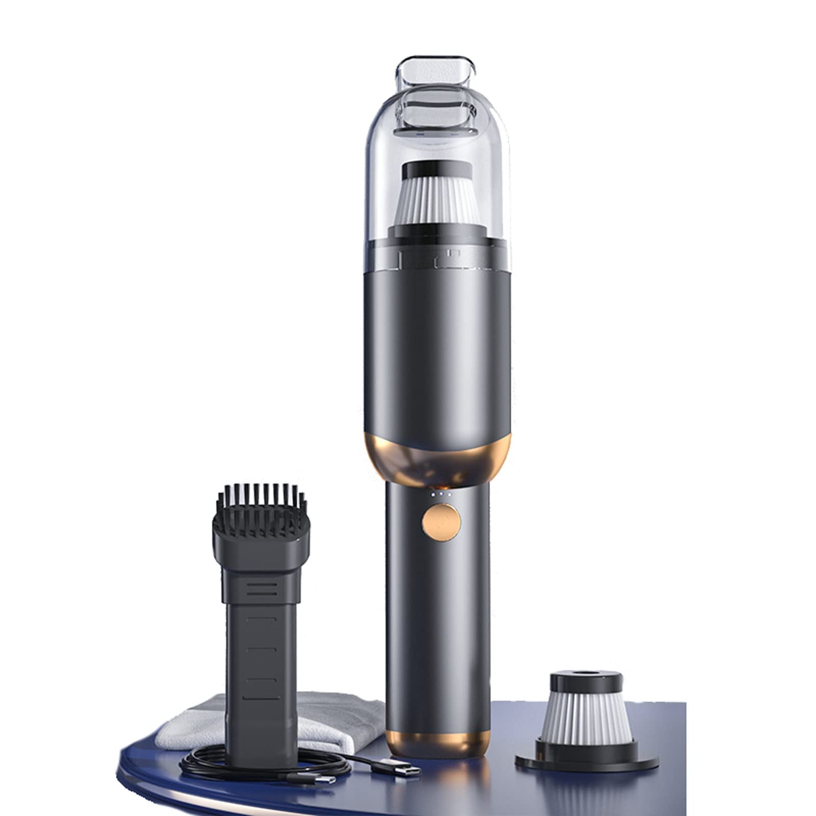**Black Cordless Handheld Vacuum Cleaner - Mini Portable Car Vacuum with LED Light, Storage Bag, Quiet & Washable Filter - Perfect for Car, Home & Office Cleaning**    *(Use Cases: Quick Car Upholstery Cleaning, Pet Hair Removal, Desk & Keyboard Dusting, Small Spills & Mess Cleanup)*