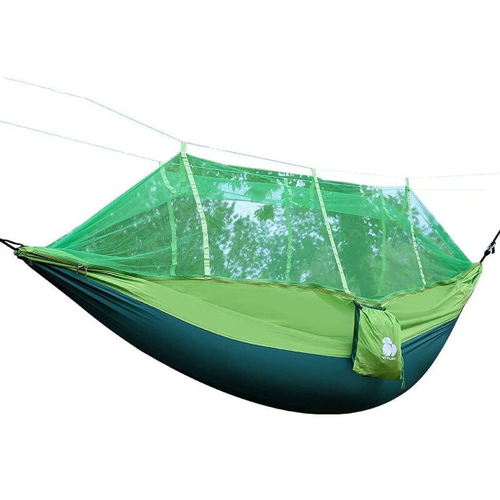 BENO Heavy Duty Camping Hammock - 661 lbs Capacity, Portable Outdoor Hammock with Mesh Cover, 102 x 55 Inch Durable Nylon Fabric for Backpacking, Hiking & Travel (Green) - Perfect for Camping, Beach, Backyard & Outdoor Adventures