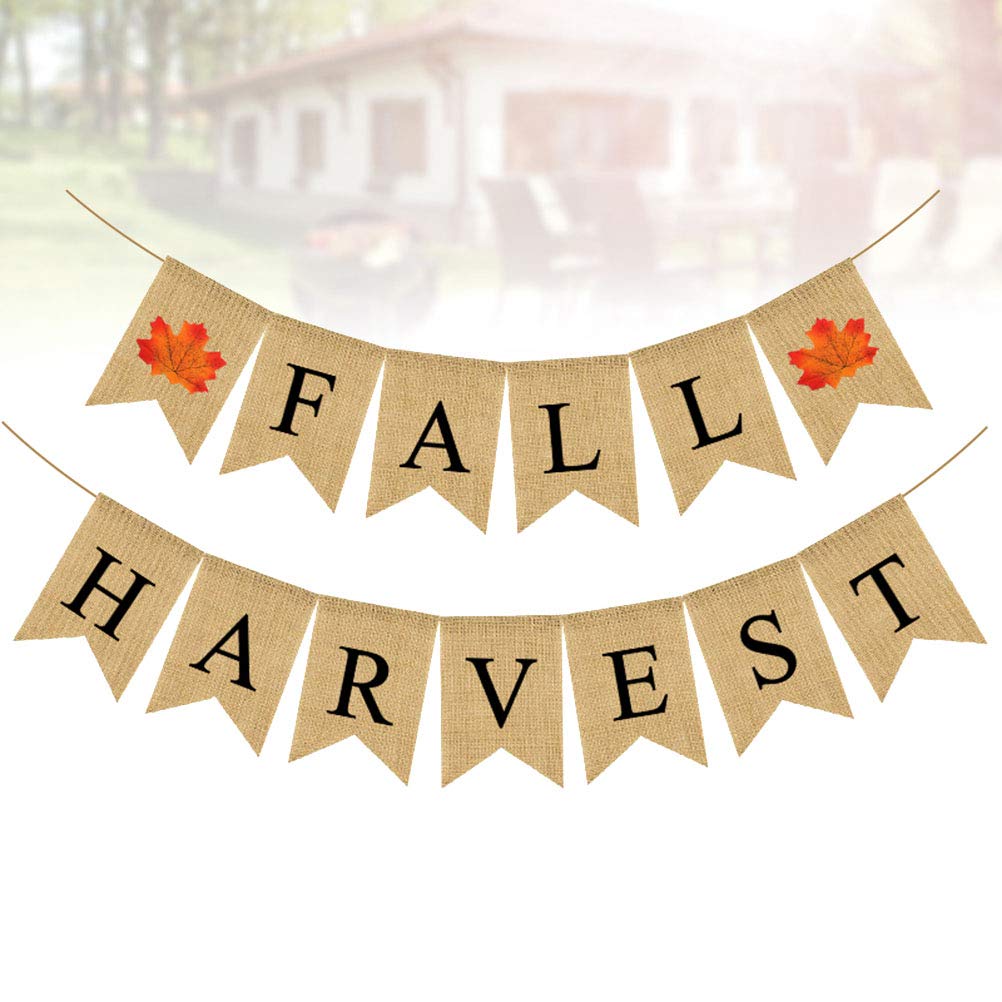 Happy Thanksgiving Banner - Fall Pumpkin Decor, Autumn Burlap Garland, Harvest Swallowtail Banner with Bunting Letters | Perfect for Thanksgiving Party Decorations, Fall Festival, Home & Office Seasonal Decor
