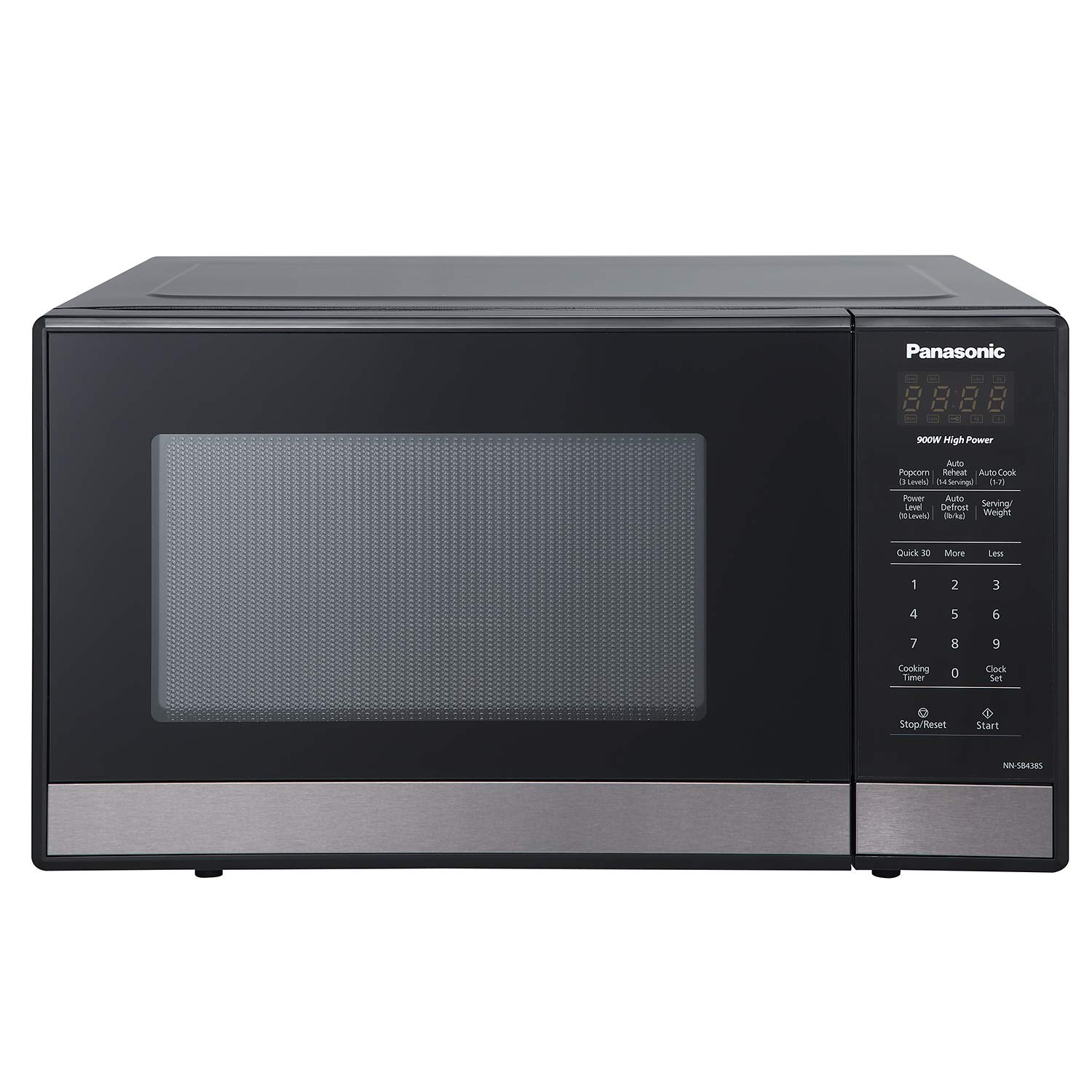 Panasonic NN-SB438S 0.9 cu.ft Compact Microwave Oven with Black Stainless Steel - Perfect for Small Kitchens, Dorms & Office Spaces