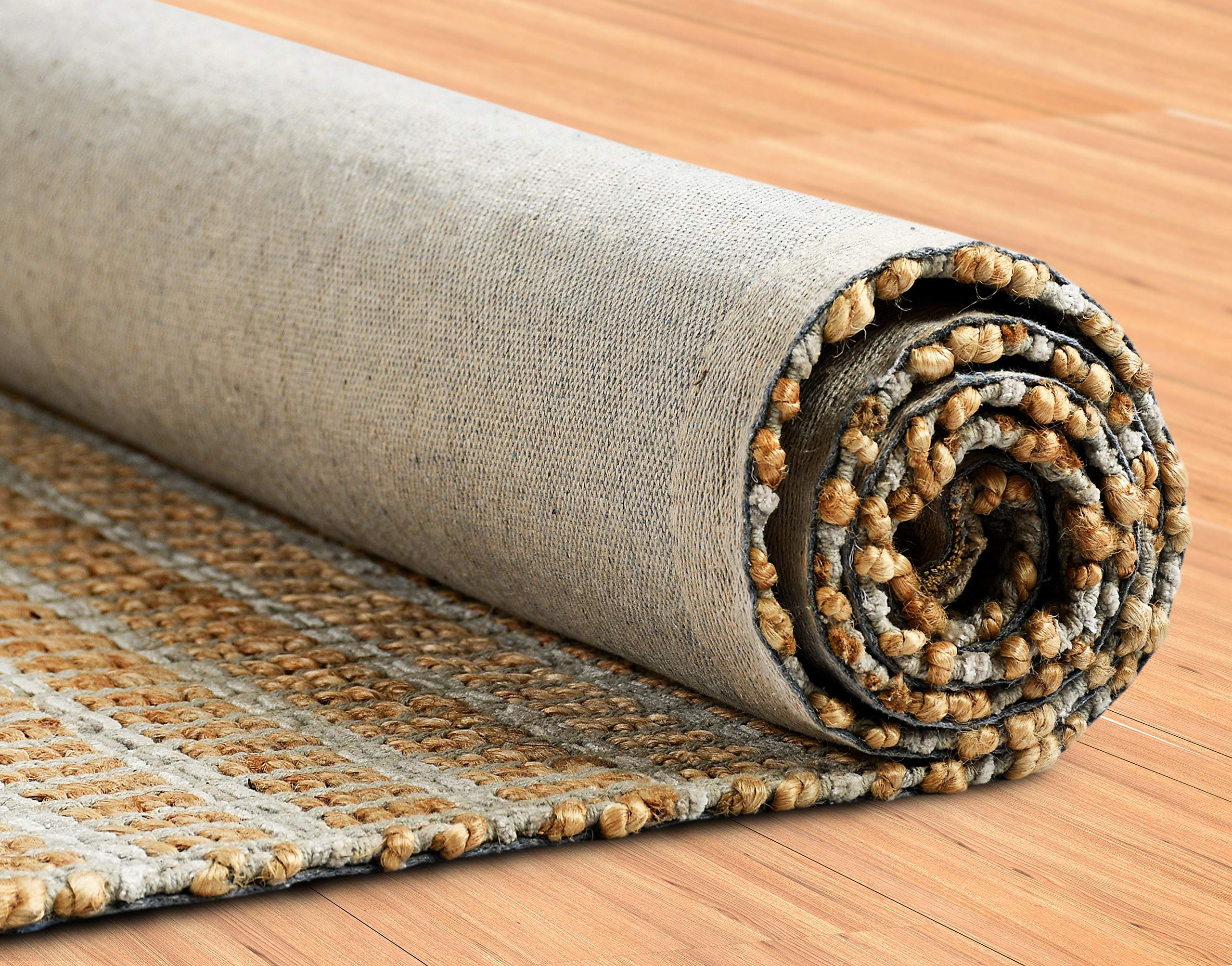 LR Resources 5x7 Grey Natural Fiber Area Rug - Handwoven Jute & Cotton for Living Room, Bedroom, Dining Room - Eco-Friendly Home Decor