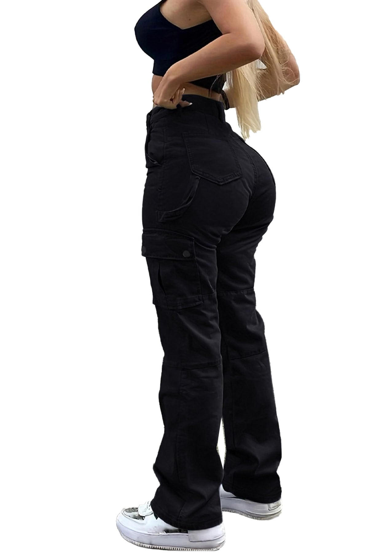 Women's High Waist Cargo Pants - Y2K Baggy Wide Leg Casual Trousers with Pockets | Streetwear, Workwear & Outdoor Hiking Pants for Women