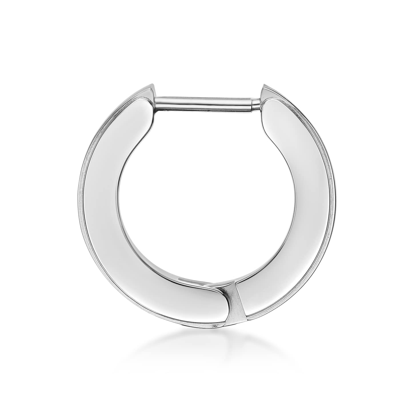 Yellow Gold Plated Stainless Steel Men's White Cubic Zirconia Single Hoop Earrings with Line Accent Inlay | Metro Jewelry | Perfect for Casual Wear, Date Nights & Gifts