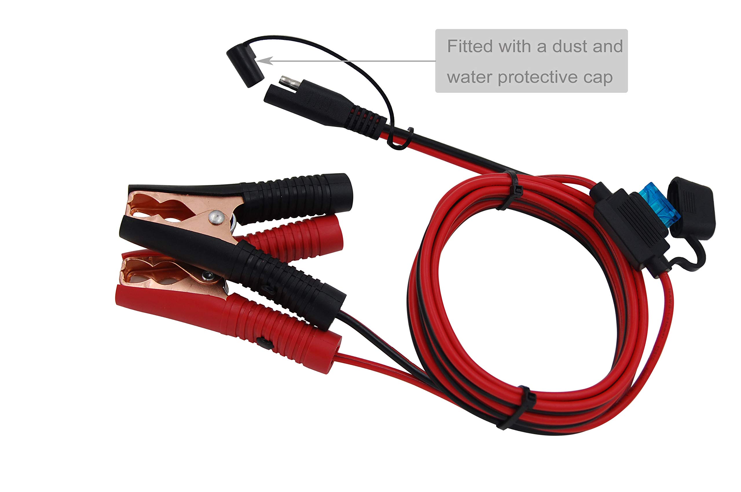 Cuzec 6FT 16AWG 15A Battery Alligator Clip to SAE Connector - 12V SAE Quick Release Adapter with Alligator Clips for Car Battery, Solar Panel, RV & Marine Applications