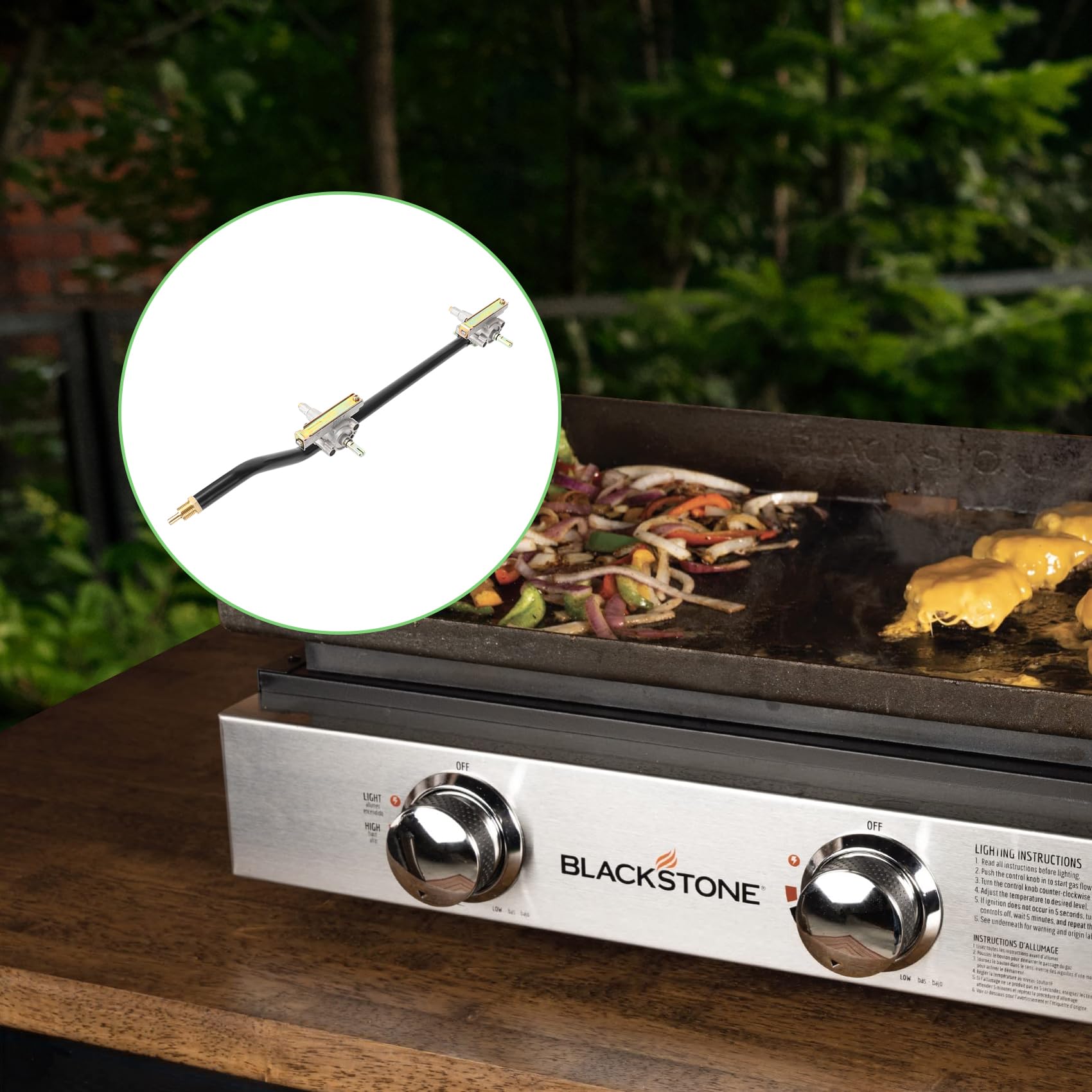 Blackstone 22-Inch Tabletop Grill Griddle Replacement Burner Control Valve with Gas Rail - Compatible with Models 1666, 1813, 1842 - Perfect for Outdoor Cooking, Camping & Backyard BBQs