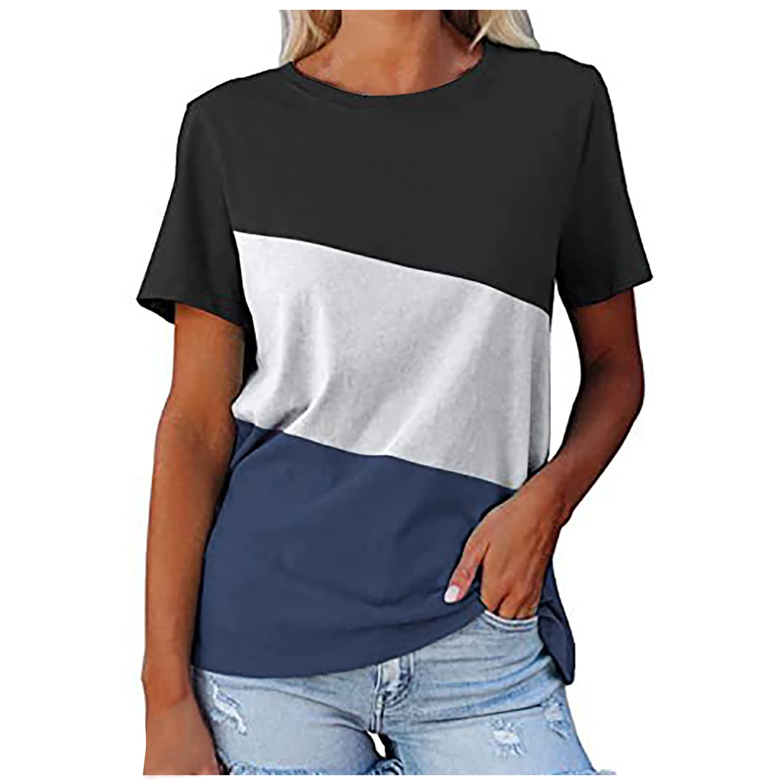 Trendy Women's Summer Tops - Short Sleeve Crew Neck Tees for Casual Wear