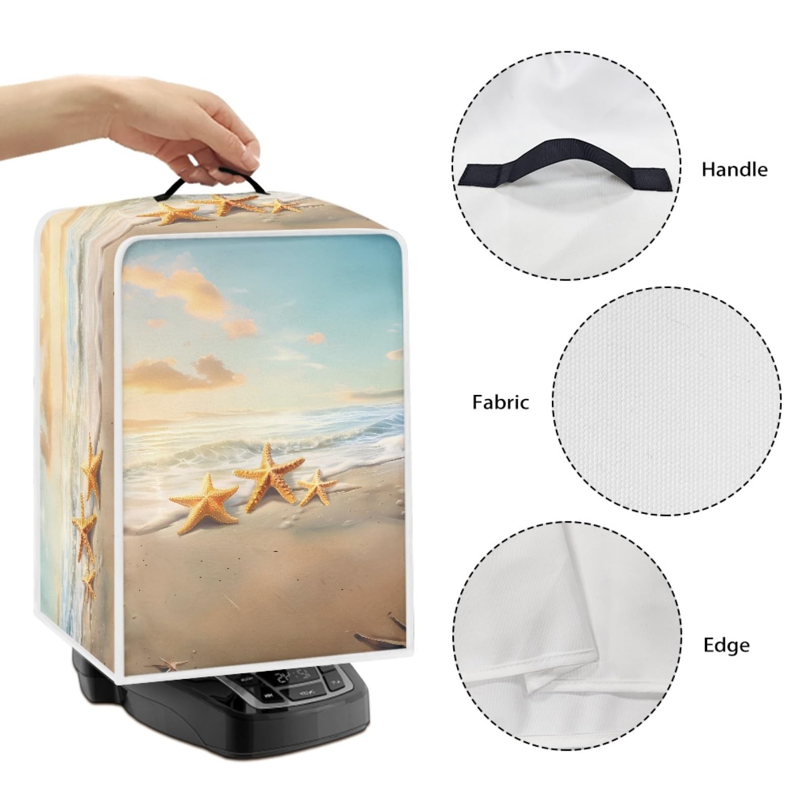 Hawaiian Starfish Beach Design Coffee Machine Cover - Stain Resistant Protective Dust Cover for Coffee Maker, Stand Mixer, Juice Maker | Foldable Kitchen Appliance Cover for Easy Storage & Care | Perfect for Home Kitchen, Office, or Outdoor Use