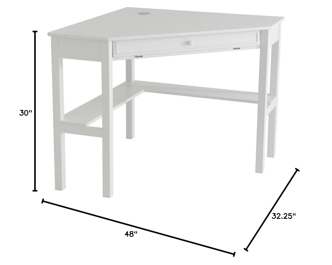 Southern Enterprises SEI Furniture Alexander Corner Computer Desk in White - Modern Home Office Desk for Small Spaces, Gaming & Study