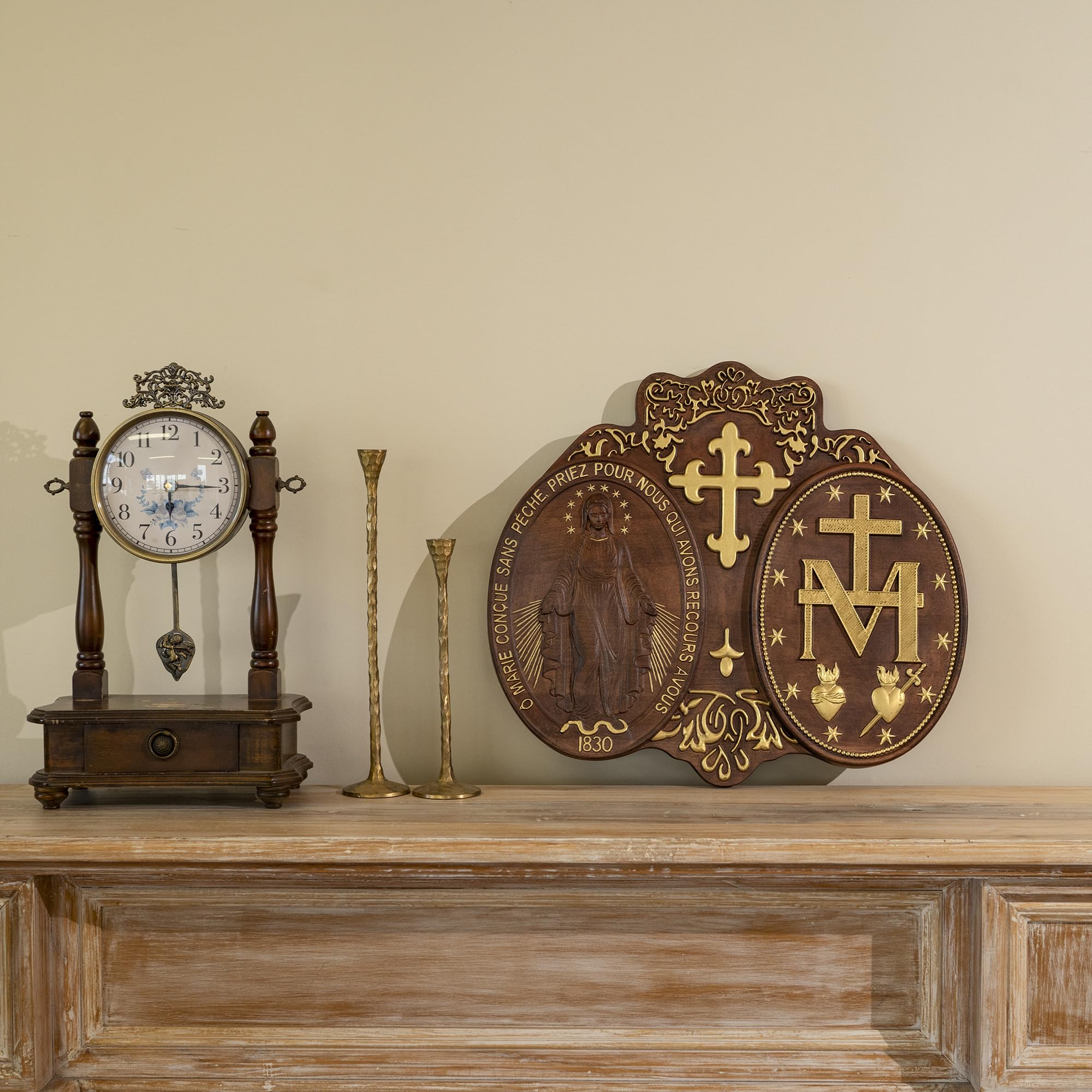Handmade Wooden Virgin Mary Wall Plaque - 16 Inch Religious Art Sculpture for Home Decor, Catholic Gifts & Christmas Present | Perfect for Church, Prayer Room & Christian Home Décor