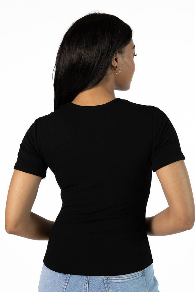 Everyday Essential Black Ribbed Crew Neck Tee for Men & Women - Soft Cotton Casual T-Shirt - Perfect for Work, Gym, and Weekend Outfits