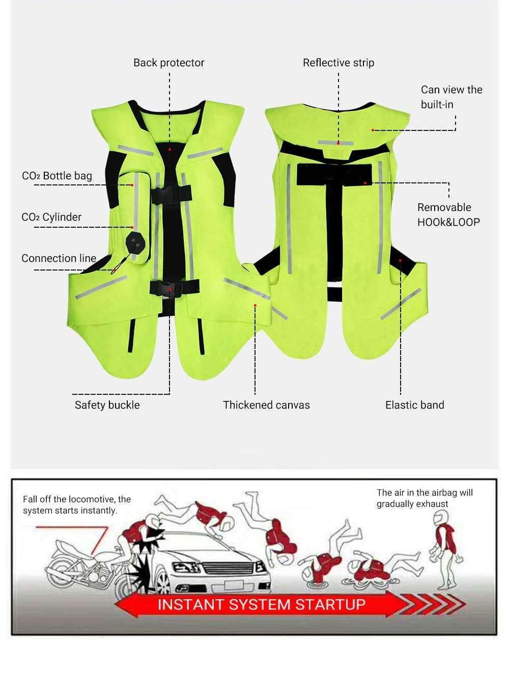 Professional Motorcycle Airbag Vest - Advanced Moto Racing & Motocross Protective Gear with Reflective Safety for Riders - Perfect for Track Racing, Off-Road Adventures & Urban Commuting