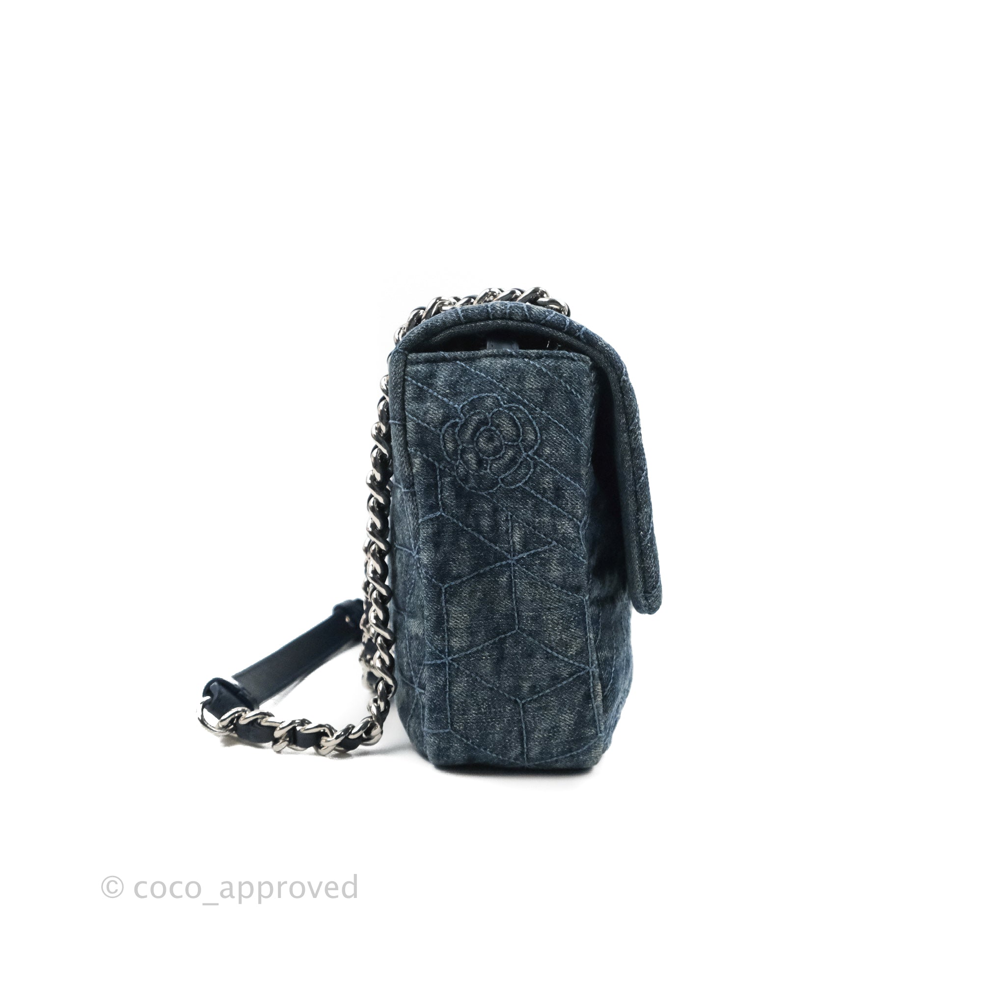 Chanel Camellia Embroidered Flap Bag in Blue Washed Denim with Silver Hardware - Luxury Designer Crossbody Bag for Women, Perfect for Date Night & Special Occasions
