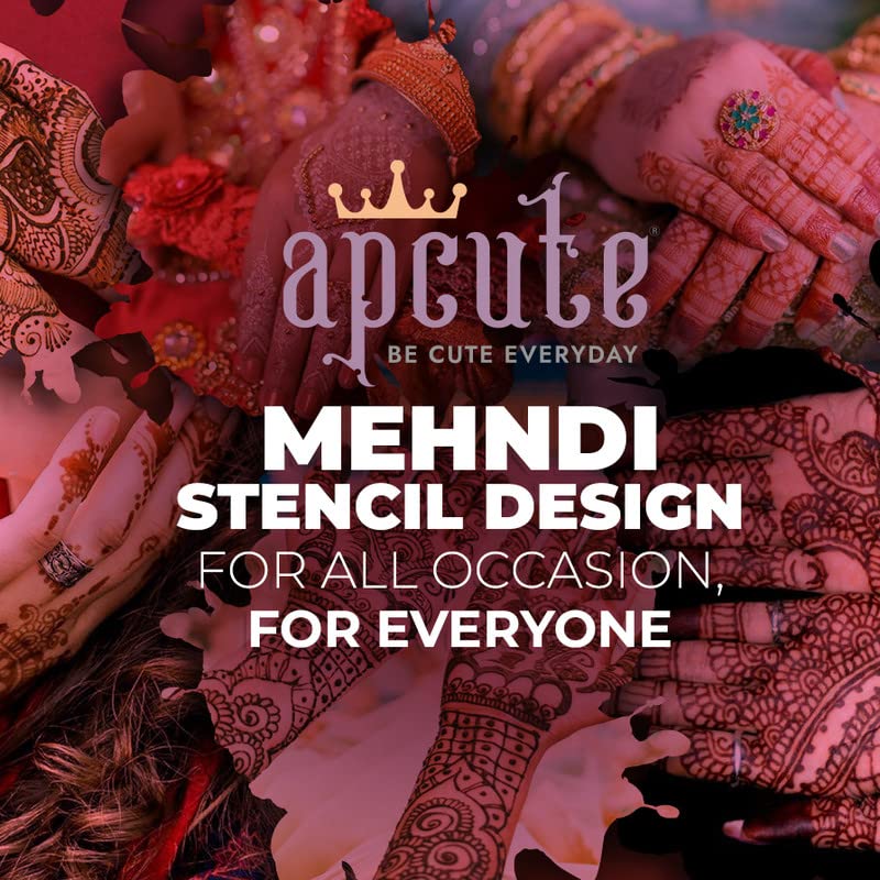APcute Henna Tattoo Stencils for Girls, Women & Kids - Easy to Use Mehndi Stickers Set of 8 Pieces (Design No. 27, 28, 127, 128) - Perfect for Weddings, Festivals & DIY Body Art