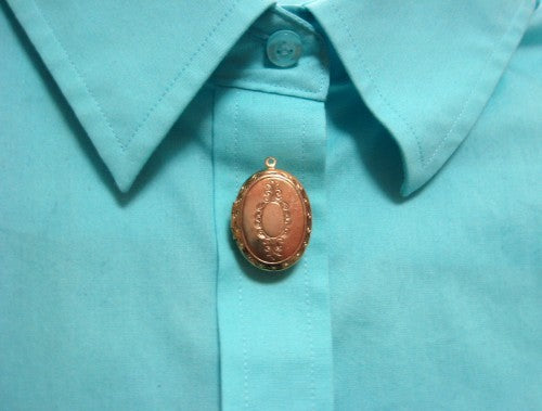 Vintage Gold Filled Locket Button Cover - 1960s Style Novelty Jewelry for Blouses, Jackets & DIY Fashion Accessories